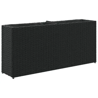vidaXL Hochbeet mit 2 Fächern Schwarz 90x20x40 cm Poly Rattan - Schwarz