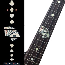 Inlay Sticker Griffbrett Position Marker für Bass - Playing Cards - Weiß Perle