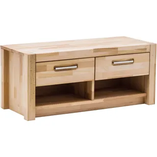 MCA living Garderobenschrank »Fenja Garderobenbank, Flurbank, Bank, Ablagebank - Breite 100 cm« 1 Stk. tlg. Massivholz, Kernbuche,2 offene Fächer, 2 Schubkästen, Made in Europe