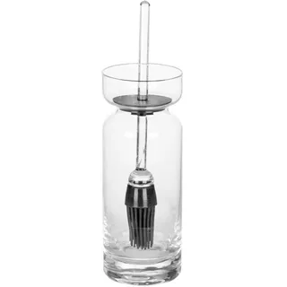 WENKO Marinadenpinsel "Modell Marta" Marinadenglas mit Silikonpinsel, ideal beim Kochen & am Grill, transparent