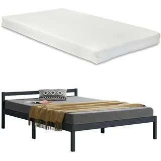 [en.casa] Holzbett Nakkila mit Matratze 140x200 cm