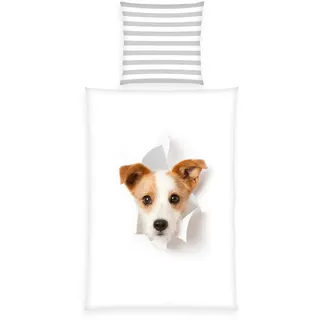 Herding Young Collection 4451254050 - Hund Bettwäsche, 80x80 cm + 135x200 cm, 100% Baumwolle