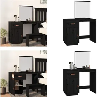 vidaXL Schminktisch Schwarz 95x50x134 cm Massivholz Kiefer - Schminktisch - Schminktische - Kosmetiktisch - Frisiertisch - Schwarz
