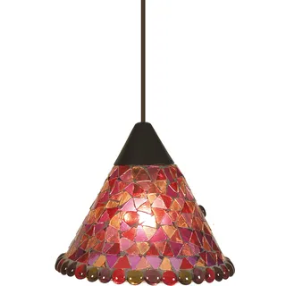 Näve Leuchten Pendelleuchte MOSAIK mit E14 Pendelleuchte MOSAIK mit E14 Pendelleuchten - Mosaik-Pendelleuchte d:19cm, Hängelampe im Landhaus Stil, aus Glas in rot, 16 cm hoch, Ø 19 cm, E14-Fassung - Rot