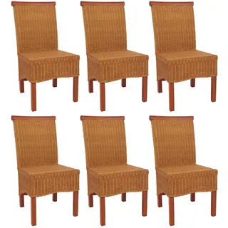 Mendler Esszimmerstuhl M42 Rattan Braun 6er Set