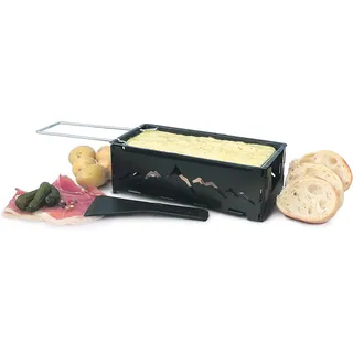 Swissmar KF-00536 Nordic Raclette Käse Mit Spachtel, Stahl, Schwarz, 18cm x 8cm x 6 cm, Tragbar, Teelicht Beheizt, Klappbarer Ständer, Antihaft, Spülmaschinenfest, Geschenkset