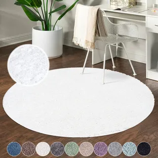 Hochflor-Teppich CARPET CITY "City Shaggy", weiß, H:30mm Ø:120cm, Polypropylen, Teppiche, Hochflor-Teppich, Teppich Langflor, Uni, Shaggy, flauschig-weich