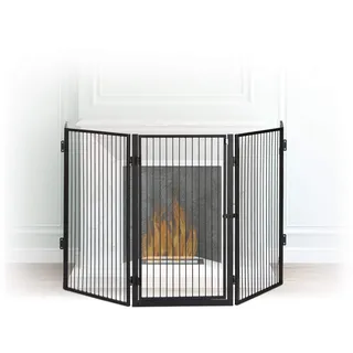 Relaxdays Kaminschutzgitter 1,3 x 220 x 76 cm Schwarz