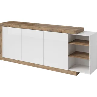 Furniture24 Kommode Sintra 43 Sideboard 220 cm 3 Türen Wohnzimmerschrank - Braun