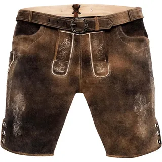 Lederhose Herren Authentische Trachtenhose Premium Vintage-Braun Wildleder 48 - Braun