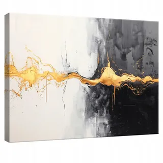WallArena Leinwandbild Abstrakt Gold Schwarz 100x70