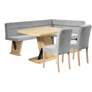 Home Affaire "Laros Sitzgruppe, Eckbank, Stühle, Tisch", Set, 4tlg Set, perfekt für Küche, Esszimmer, Wohnzimmer, Bestseller, grau, grau, natur),