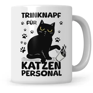 Sweetify Trinknapf Katzenpersonal Tasse, Katzenmama Geschenk Katzenpapa, für Katzenliebhaber Kaffeetasse mit Spruch, Katzen Geschenkidee