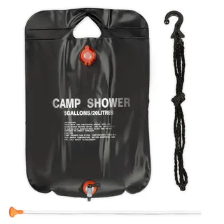 2 x Campingdusche 20 l im Set, Solardusche Camping, zum Aufhängen, faltbar, mit Handbrause, mobile Außendusche, schwarz - Schwarz