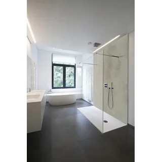 WALLando Premium Duschrückwand 250 x 100 cm – Einfach zu montierende Wandverkleidung für Dusche & Bad – Hochwertige PVC-Duschwand in Steinoptik, seidenmatt – Beton Grau