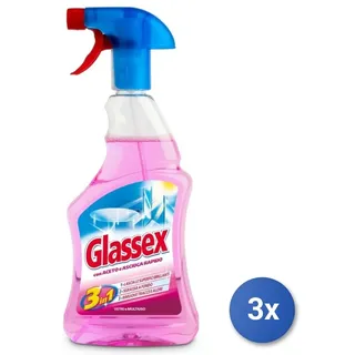 3x Glassex Glas und Mehrzweckreiniger 500 Ml. Sprühkopf Essig Rosa
