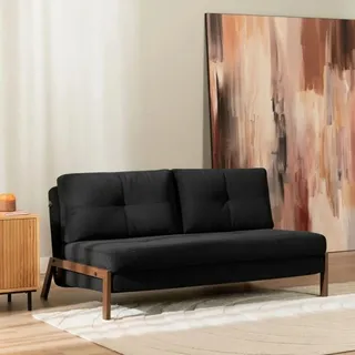 Bronx71 Schlafsofa 2-Sitzer Mikko Samt schwarz - Schwarz