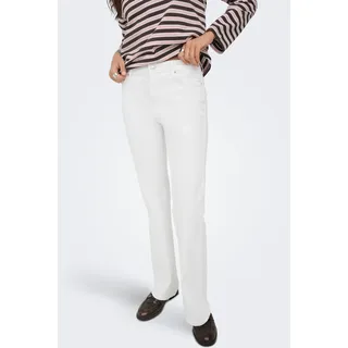 Bootcut-Jeans ONLY "ONLWAUW HW FLARED WHITE DNM PIM221", Damen, Gr. M (38), Länge 32, weiß (weiß denim), Denim/Jeans, Obermaterial: 82% Baumwolle, 16% Polyester, 2% Elasthan, unifarben, lang, Jeans Bootcut-Jeans