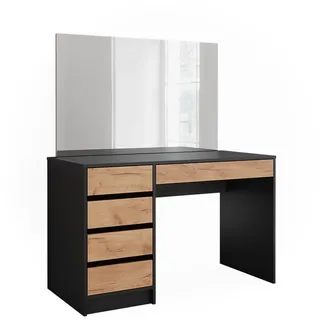 Vicco Schminktisch Sherry, 120 x 75 cm mit Spiegel, Anthrazit/Goldkraft Eiche - Grau