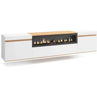 Luxus Wohnwand mit Kamin TV-Schrank, Lowboard | 200x45x35cm mit Elekt
