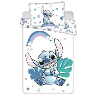 Disney Lilo + Stitch Bettwäsche-Set aus Baumwolle für Kinderbett | 100 x 135 cm | 40 x 60 cm