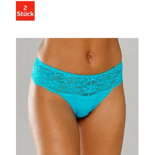 Nuance by Lascana String "mit breitem Spitzenband, als Dessous-Set kombinierbar" Packung, sexy Dessous, sexy Unterwäsche, 2xtürkis