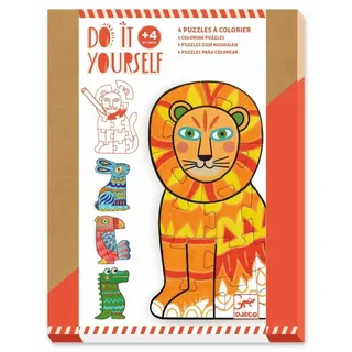 DJECO Färbung Umrisspuzzle Tiere 4x12 Teile