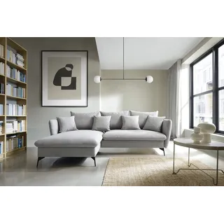 OTTO home Ecksofa »LIVORNO,258 cm, L-Form,« Schlaffunktion u. Bettkasten (139/224cm), Samt, Struktur, Webstoff, grau