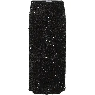 Vila Damen Vifaith Hw Midi Sequin Skirt/Vol, Black Beauty,M