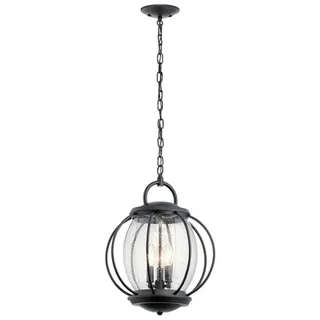 Licht-Erlebnisse Pendelleuchte POND Schwarz IP23 Rund Außen Vintage