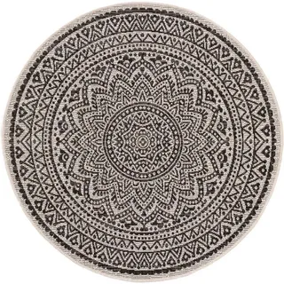 benuta Nest Outdoorteppich rund Cleo Weiß/Schwarz ø 150 cm rund , Textil , Grafikmuster , Rund , 150x150 cm , Oeko-Tex® Standard 100 , wasserabweisend , Teppiche und Böden, Teppiche, Outdoorteppiche