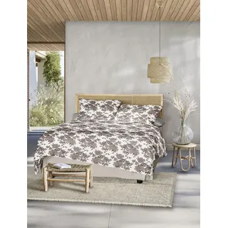 IRISETTE Easy-HK 8618 floral Seersucker grau 155 x 220 cm + 2 x 80 x 80 cm
