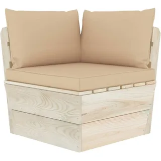 vidaXL Garten-Paletten-Ecksofa mit Kissen Imprägniertes Fichtenholz - Beige