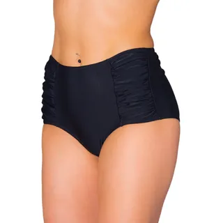 Bikini-Hose AQUARTI "Bikinihose Aquarti Damen Bikinihose mit Hoher Taille und Raffung", Damen, Gr. 48, N-Gr, schwarz, Obermaterial: 80% Polyamid PA. 20% Elasthan EL., Badehosen Bikini-Hose