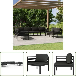 The Living Store 8-tlg. Garten-Lounge-Set mit Kissen Aluminium Anthrazit - Grau