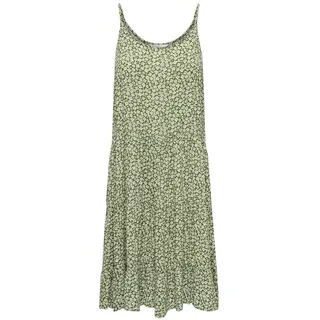 Only Damen Kleid U-Ausschnitt schmale Träger ärmellos kurzes Sommer Dress WVN 15218451, Artichoke Green/Cloud Dancer D, XS