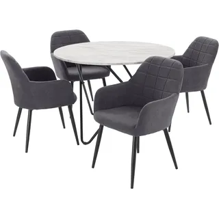 OTTO home "JonasMara", Set, 5 Stk. tlg. runder Tisch in Marmoroptik,