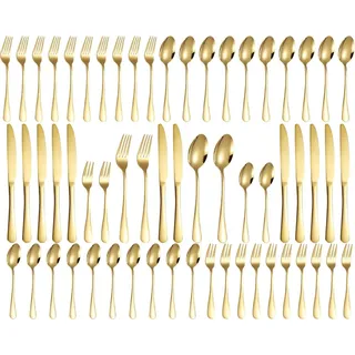 60-teiliges Besteckset für 12 Personen, gold matt, spülmaschinengeeignet - Gold