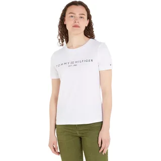 Tommy Hilfiger Damen T-Shirt Kurzarm Rundhalsausschnitt, Weiß (Th Optic White), XXL