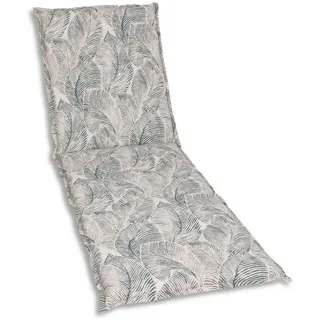 Liegenauflage , Grau, Beige , Textil , Blätter , Füllung: Schaumstoff, Vlies , 60x7x190 cm , Oeko-Tex® Standard 100 , pflegeleicht, hochwertige Qualität, langlebig, für den Außenbereich geeignet, mittels Bändern zu befestigen, mittels Gurtband zu befestigen , Gartenmöbel, Gartenpolster & Auflagen, Liegenauflagen