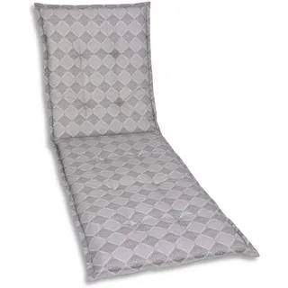 Liegenauflage , Grau , Textil , Raute , Füllung: Schaumstoff, Vlies , rechteckig , 60x6x190 cm , Oeko-Tex® Standard 100 , pflegeleicht, hochwertige Qualität, langlebig, für den Außenbereich geeignet, mittels Bändern zu befestigen, mittels Gurtband zu befestigen , Gartenmöbel, Gartenpolster & Auflagen, Liegenauflagen