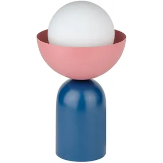 Tischlampe Metall Glas Blau Weiß Rosa OSRAM E14 Büro h:36.5 cm Tischleuchte Flur