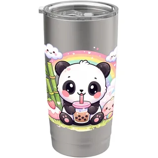Niedliche Kawaii Panda Pastell Kunst für Panda Fans und Liebhaber Doppelwandiger Edelstahl-Thermobecher