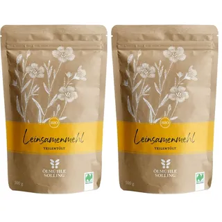 Ölmühle Solling Bio Leinsamenmehl teilentölt 500g - Naturland Fair (Packung mit 2)