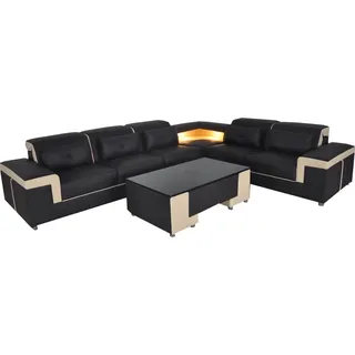 Ecke Leder Modern XXL Couch Wohnlandschaft Couchen Sofas Sofa L Form B2021 Tisch - Schwarz