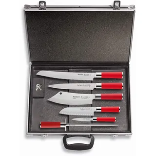 F.Dick F. DICK Messerset Red Spirit (Magnetkoffer, Kochmesser AJAX, Brotmesser, Santoku, Tranchiermesser, Officemesser, Wetzstahl, 56° HRC) 81173000, 43 cm x 32 cm x 6 cm