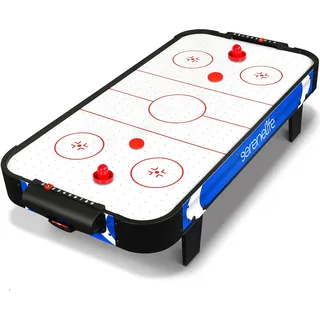 SereneLife Airhockey Tisch mit Luft – Air Hockey Spieltisch ideal als Gamer Tisch – Tischhockey für lustige Tischspiele mit Airhockey Pucks & Schieber – Robuste Air Hockey Tische Kinder & Erwachsene