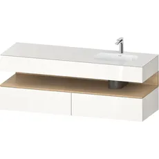 Duravit Qatego Einbauwaschtisch mit Konsolenwaschtischunterbau, 1600x550x600mm, Nische Eiche Natur, Becken rechts, QA4796030, Farbe: Weiß Hochglanz