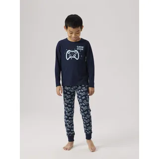 NAME IT Schlafanzug "NKMNIGHTSET SAPPHIRE GAME NOOS", Set, 2 tlg. in Basic-Form, schwarz sapphire),