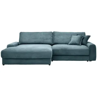 Carryhome Ecksofa , Graublau , Textil , Füllung: Schaumstoff,Hohlfaser , Ottomane links, L-Form , 300x180 cm , Rücken echt , Wohnzimmer, Sofas & Couches, Wohnlandschaften, Ecksofas